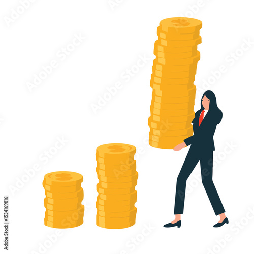 vector of a businessman carrying a lot of money