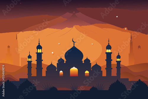 mosque at sunset