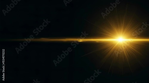 Wallpaper Mural Bright yellow light lens flare effect with horizontal beam over black background. Abstract optical sun burst ray footage. Torontodigital.ca