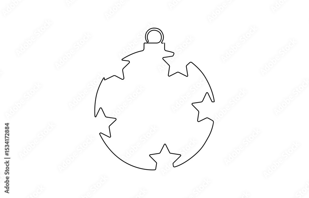 Obraz premium Merry Christmas concept. Christmas card .Vector illustration Christmas banner concept line art, Magic glass sphere for winter holiday concept in simple linear style. Editable stroke. 