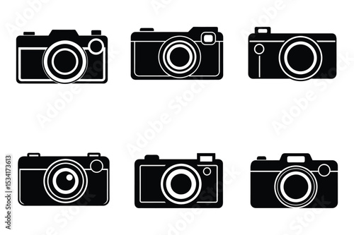 Collection of Classic Camera Icons Vintage Photography Equipment Silhouettes