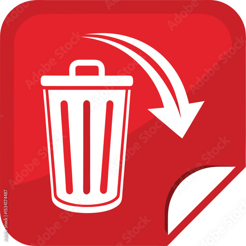 Red delete icon, recycle bin