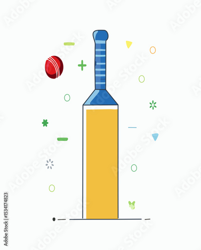 Cricket Equipment and Players Vector Set – Bat, Ball, Helmet, and Action Poses


