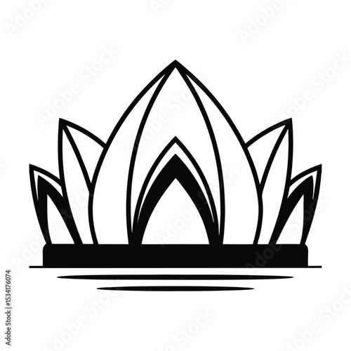 Lotus Temple at Dusk with Glowing Lights