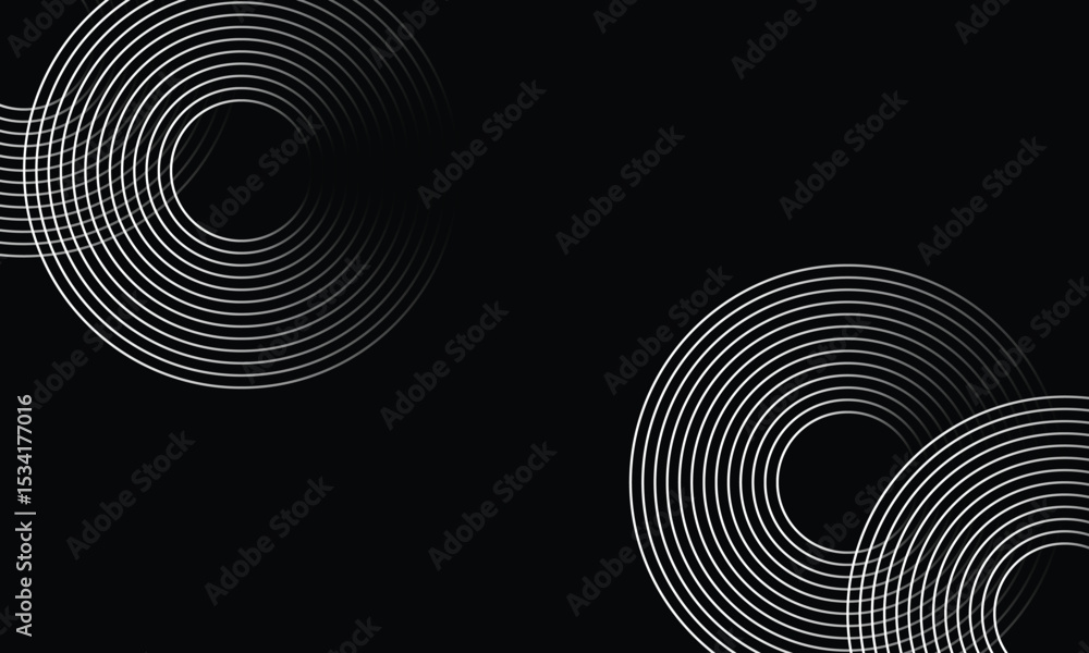 Stylish abstract background featuring multiple overlapping white concentric circles on a sleek black surface. Ideal for tech, presentations, or digital design projects with a modern edge. Stylish abstract background featuring multiple overlapping white concentric circles on a sleek black surface. Ideal for tech, presentations, or digital design projects with a modern edge.