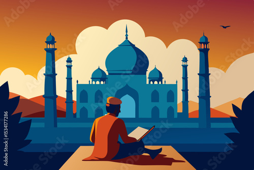 silhouette of mosque in the night