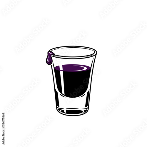 Raspberry shot glass with syrup drop for vibrant drink menu design