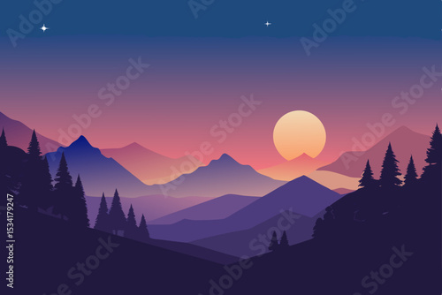 sunset in the mountains