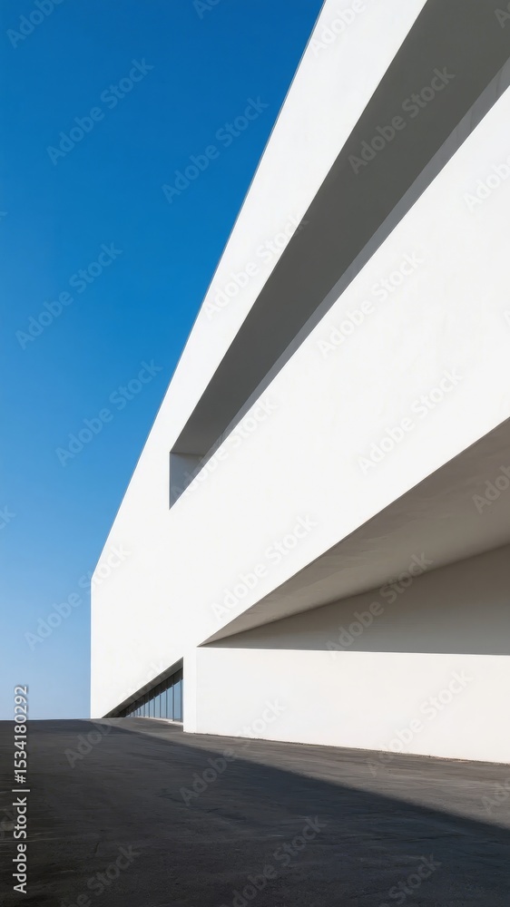 Modern Architectural Facade with Geometric Lines and Shadows Modern Architectural Facade with Geometric Lines and Shadows
