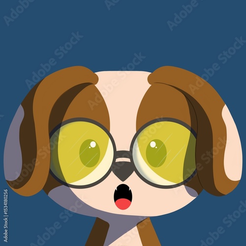 the ilustration of puppy with glasses