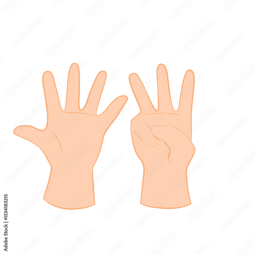 Fototapeta premium Hand Showing Number Eight Gesture – Flat Vector Illustration