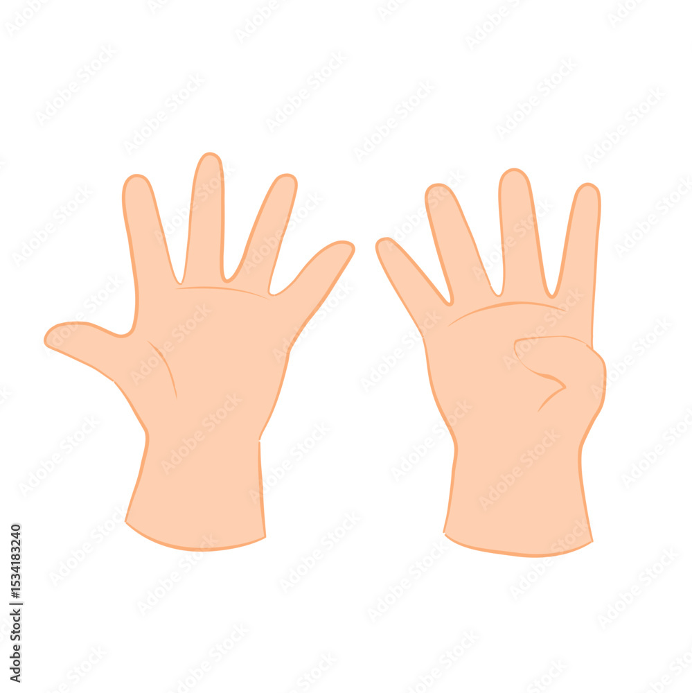 Hand Showing Number Nine Gesture – Flat Vector Illustration Hand Showing Number Nine Gesture – Flat Vector Illustration