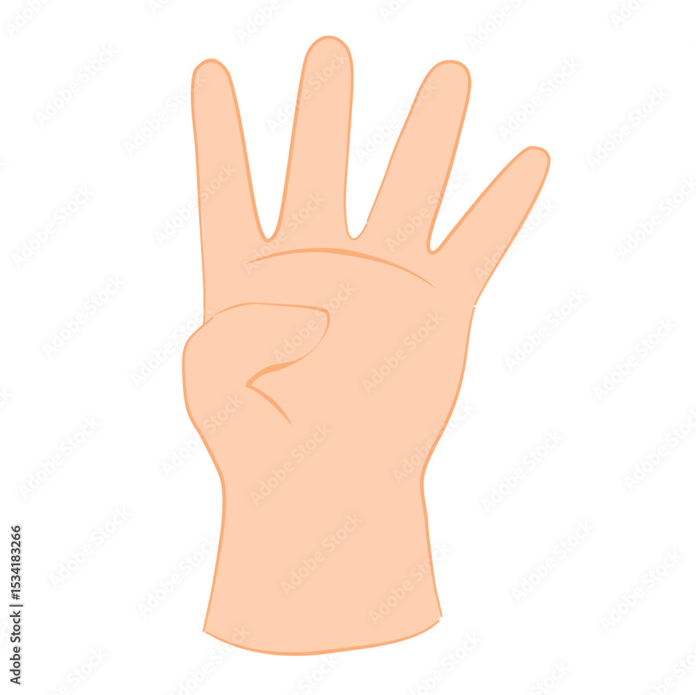 Hand Showing Number Four Gesture – Flat Vector Illustration Hand Showing Number Four Gesture – Flat Vector Illustration