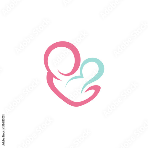 simple Mom and baby logo design icon