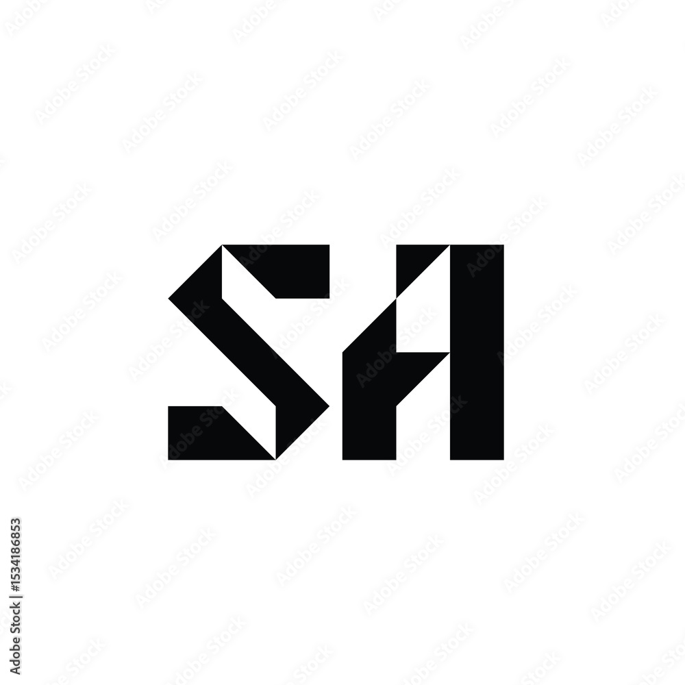 Fototapeta premium SA monogram logo design letter text name symbol monochrome logotype alphabet character simple logo