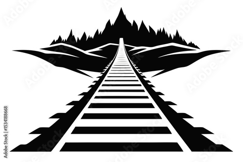 Rail Line Background Captured in Pencil Sketch Perspective