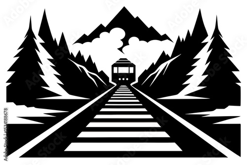 Railway Tracks in Black and White Artistic Pencil Drawing