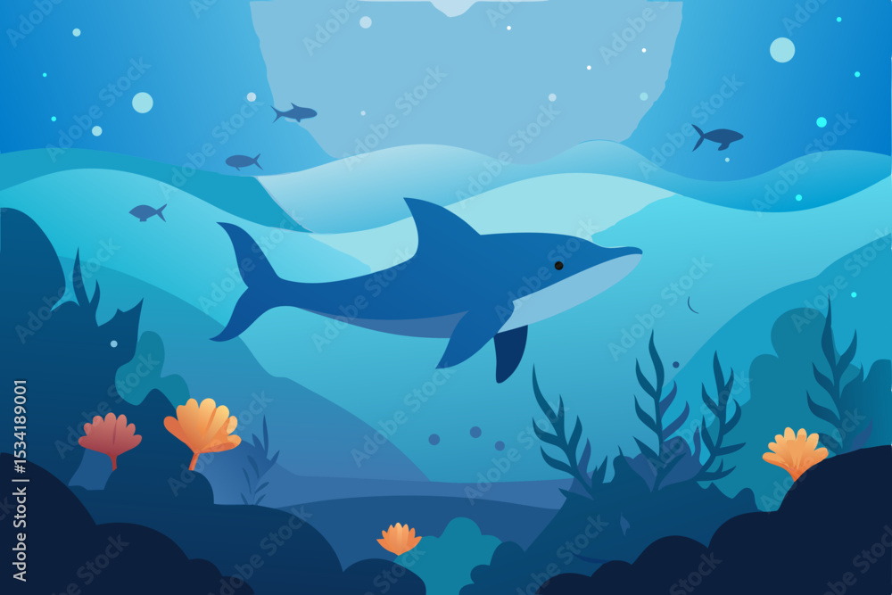 Fototapeta premium vector illustration of a shark