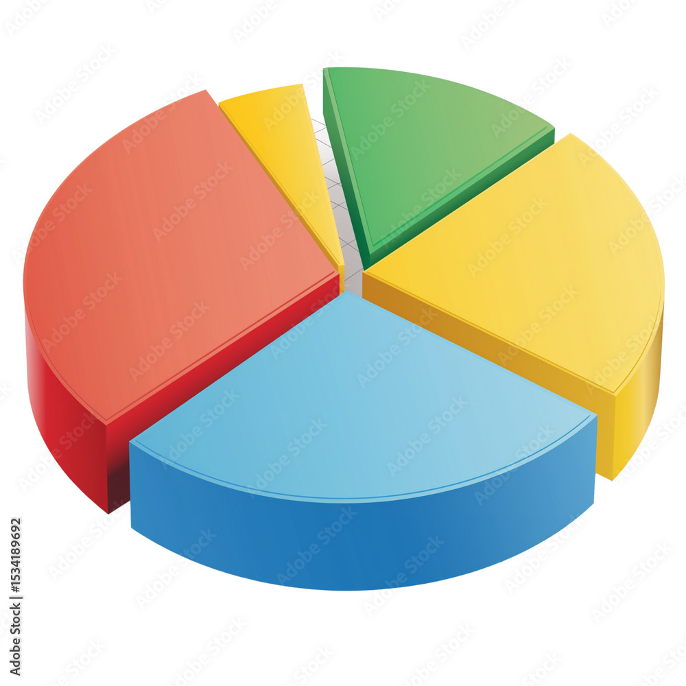 Sliced Exploded Pie Chart with Glossy Finish, isolated transparent PNG Sliced Exploded Pie Chart with Glossy Finish, isolated transparent PNG