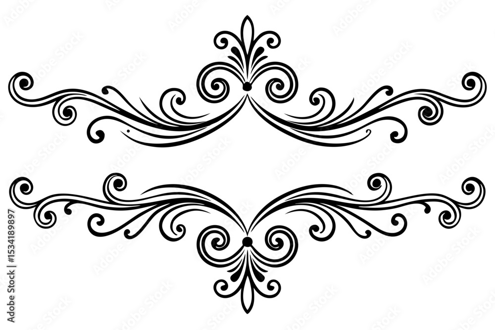 Decorative Scroll Divider in Traditional Line Art Style Decorative Scroll Divider in Traditional Line Art Style