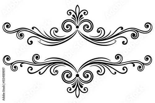 Decorative Scroll Divider in Traditional Line Art Style