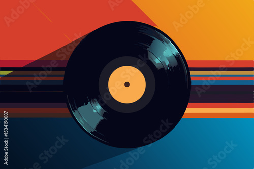 vinyl record with colorful background
