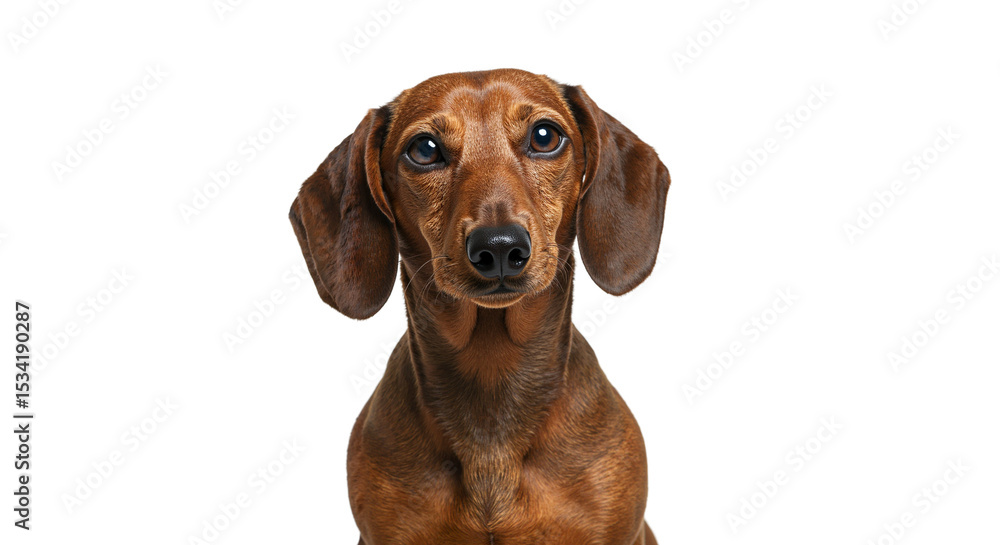 Dachshund dog looking directly at the camera with a on transparent background Dachshund dog looking directly at the camera with a on transparent background