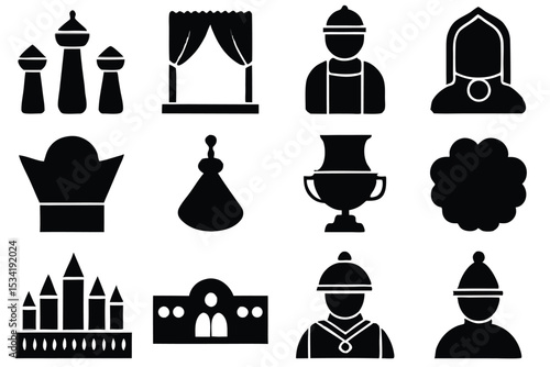 Vector icon collection of festive symbols for religious celebrations and historical events