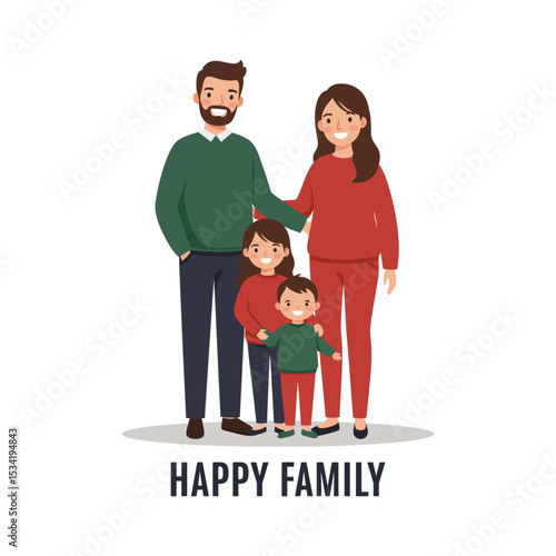 Happy Family Smiling Together – Vector Illustration