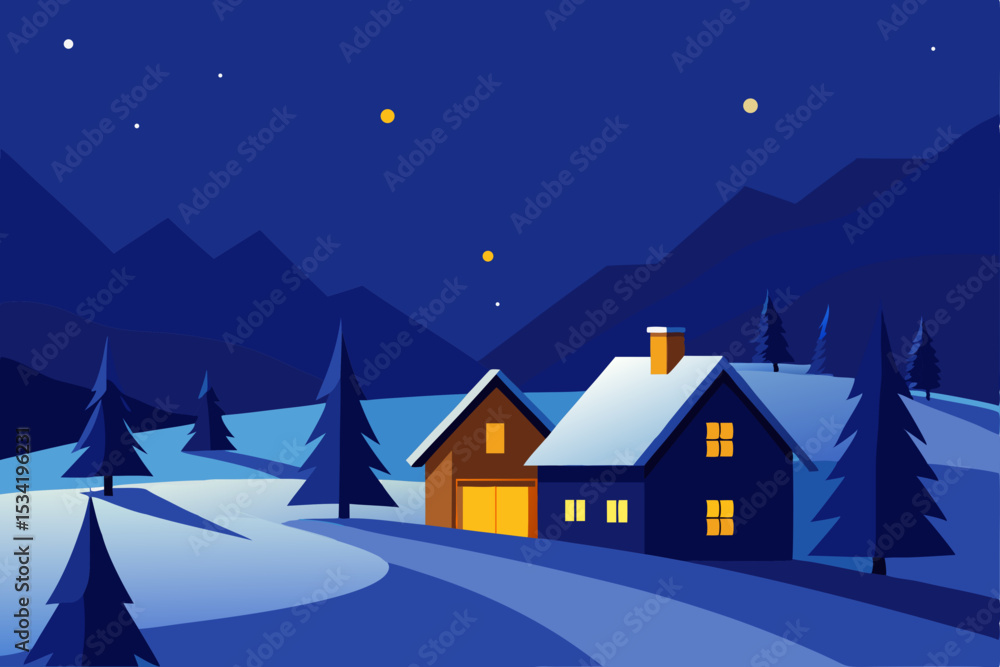 Fototapeta premium winter landscape with houses