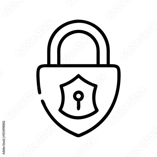 Secure padlock icon with shield, conveying safety, protection, and peace of mind