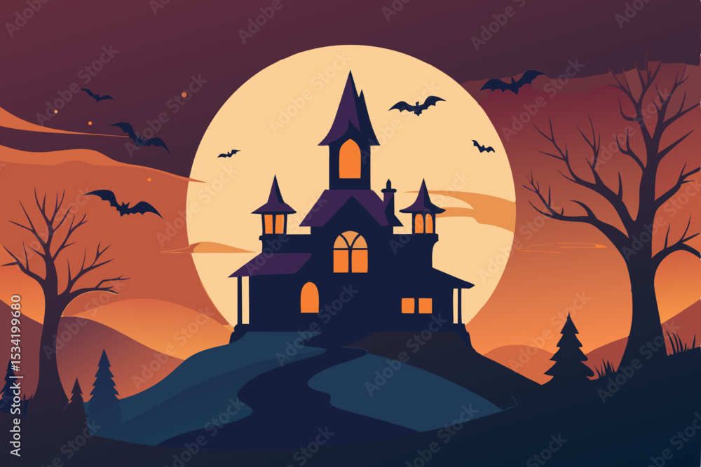 Fototapeta premium haunted house with bats