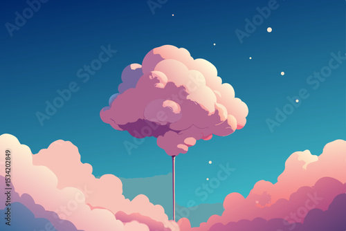 pink background with clouds