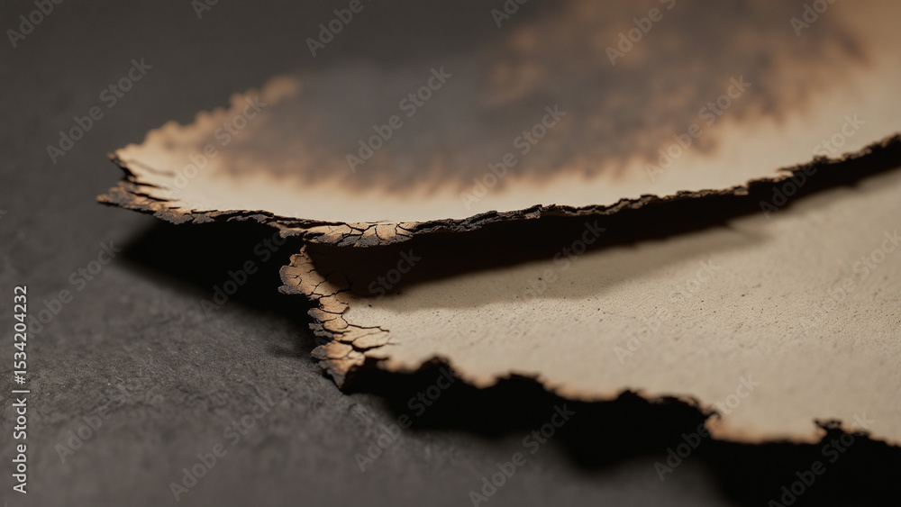 Obraz premium Dramatic Burnt Edges Paper Abstract Close-Up with Textured Surface