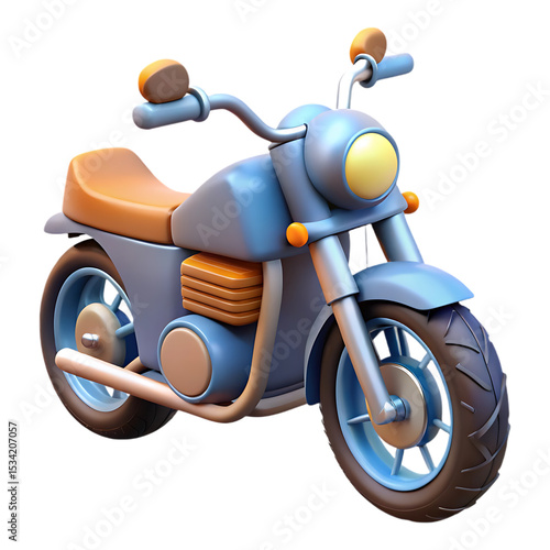 Cartoon motorcycle 3d render isolated on transparent background