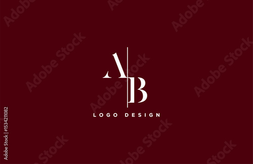 Elegant AB monogram logo design with creative vertical overlapping letters in minimalist style, ideal for premium branding, company identity, and business