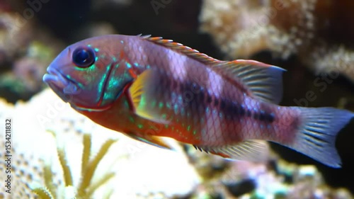 Colorful Tropical Fish Swimming in Aquarium
