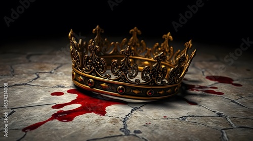 Crown Stained with Blood as Emblem of Ruthless Power Struggle