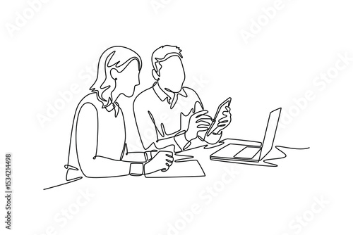 Human resource concept. Single line draw design. Vector graphic illustration