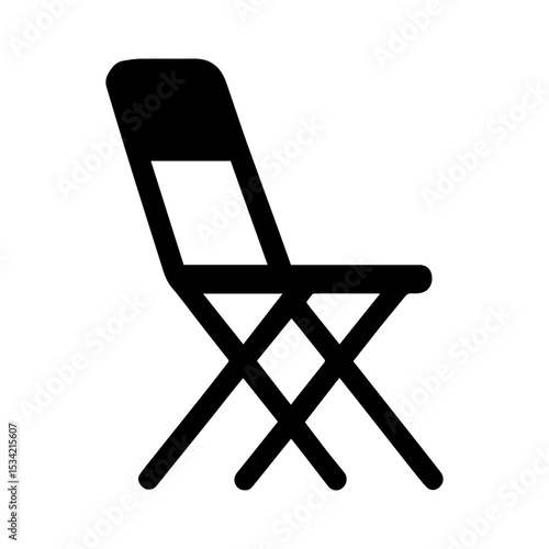 Folding chair icon showing collapsible portable seat for events gatherings and indoor or outdoor seating with transparent background
