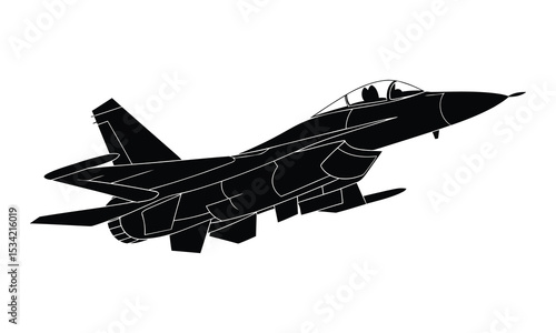 Silhouette of a Modern Fighter Jet Soaring Through the Sky a Symbol of Air Power and Military Aviation