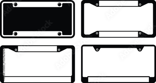 Car License Plate Vector File Black and White