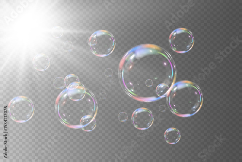 Realistic soap bubbles collection.Abstract floating soap bubbles.Vector EPS 10.