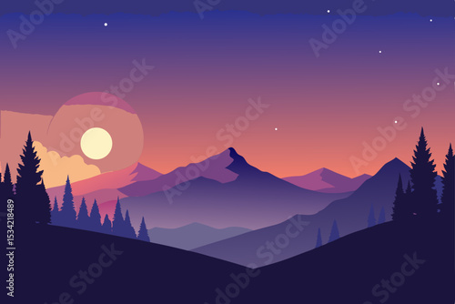 sunset in mountains