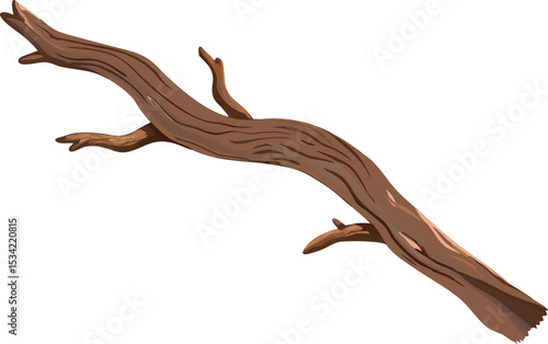 Realistic Driftwood Branch Vector Illustration for Nature Designs