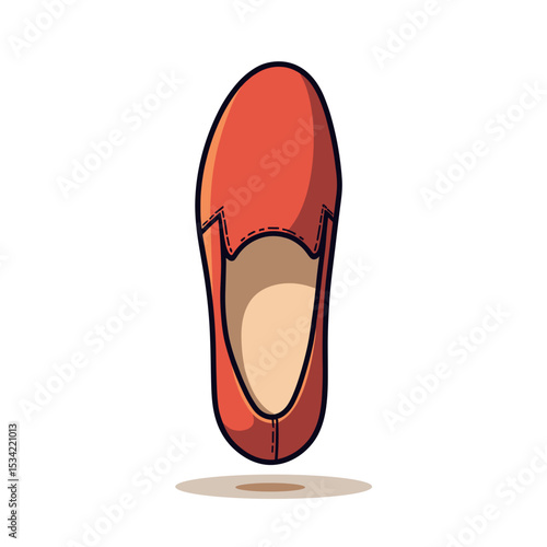 Minimalist Flat Vector Illustration of a Red Loafer Shoe for Fashion and Style