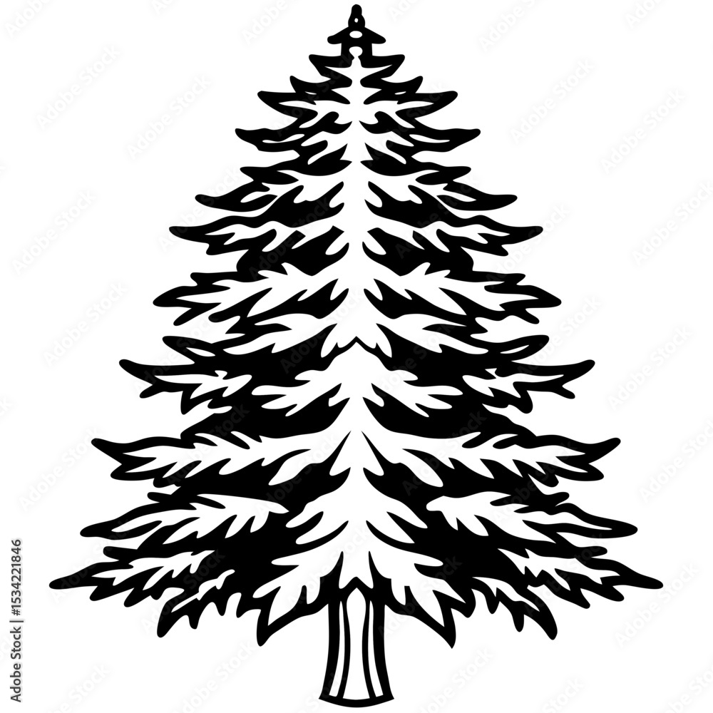 Fototapeta premium Cedar line art vector