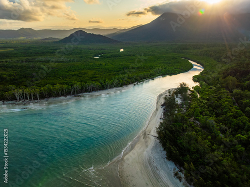 Coastal inlet and mountains on the Daintree Coast