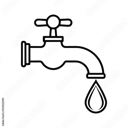 water tap with drop icon over white background, line style, vector illustration