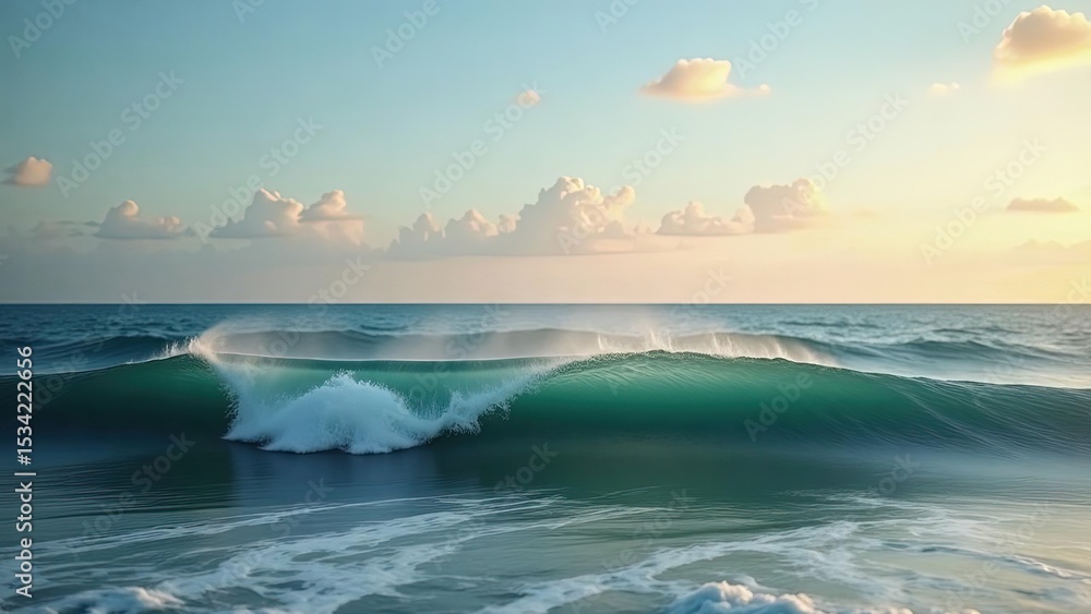 Fototapeta premium Waves Catching Light Dynamic Wallpaper｜Turquoise Gradient Ocean Wave Pattern｜Nature & Eco-Friendly Design Asset｜Web/Banner/Print Ready｜4K Ultra HD Textured Stock Photo